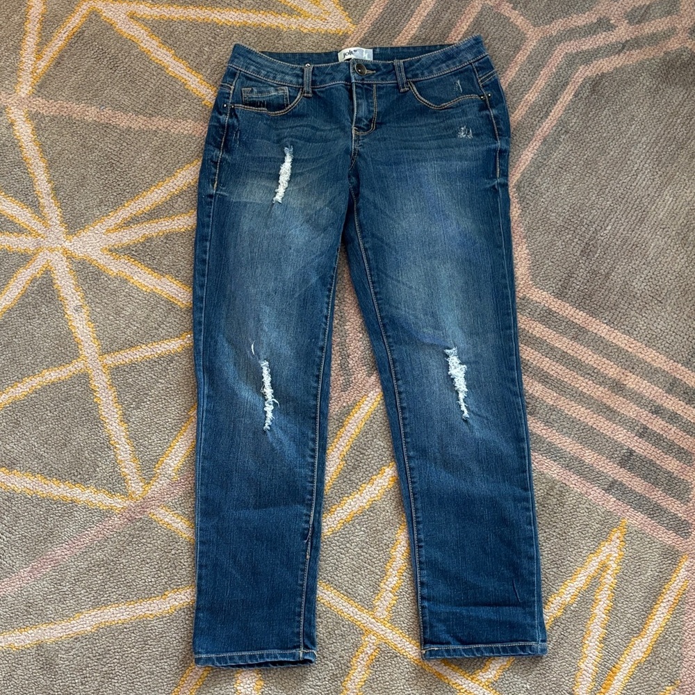 Jolt Women's Dark Blue Distressed Skinny Jeans